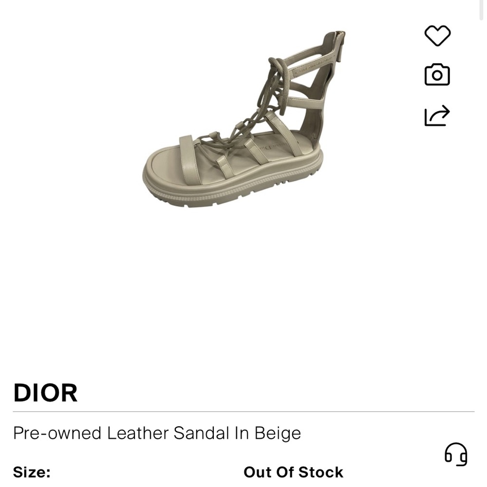 Christian Dior Abbesse Gladiator Sandals Corde Taupe Leather Size 39 EU / 9 US